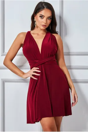 Goddiva Multiway Mini Dress - Wine