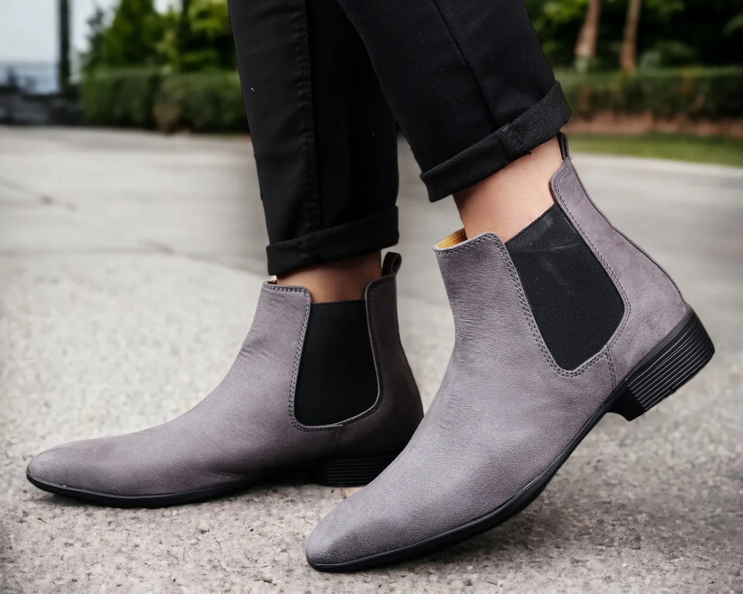 Grey Chelsea Suede Boots