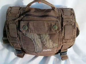 HURLEY Crossbody Bag Messenger Purse Laptop Carrier Case BROWN Vegan