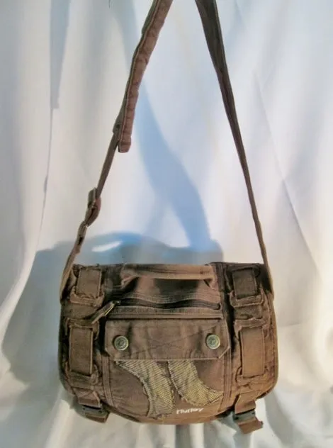 HURLEY Crossbody Bag Messenger Purse Laptop Carrier Case BROWN Vegan