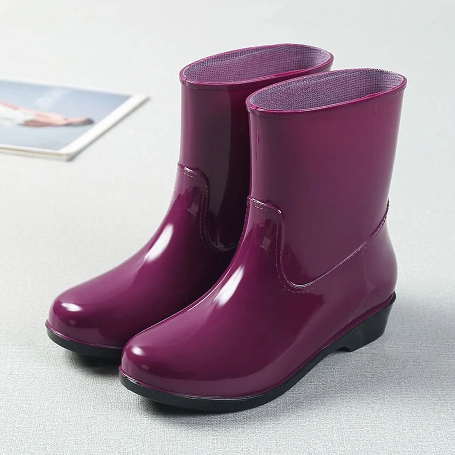 IWIHMIV Women's Rain Boots Rain Boots for Women Waterproof Rubber Boots Outdoor Comfort Boots Non-Slip Women Rain Shoes