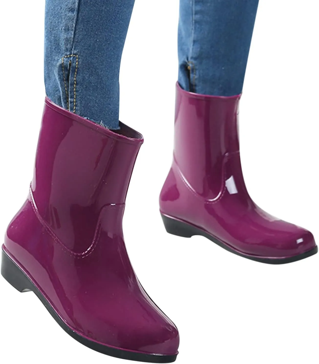 IWIHMIV Women's Rain Boots Rain Boots for Women Waterproof Rubber Boots Outdoor Comfort Boots Non-Slip Women Rain Shoes