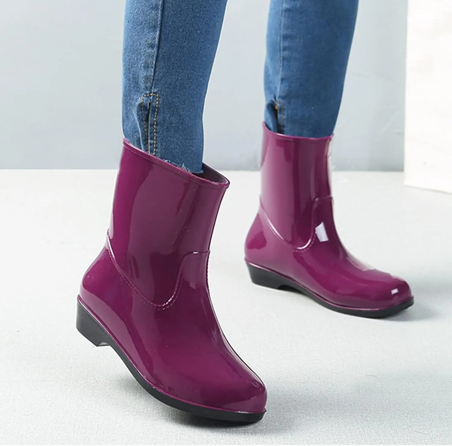 IWIHMIV Women's Rain Boots Rain Boots for Women Waterproof Rubber Boots Outdoor Comfort Boots Non-Slip Women Rain Shoes