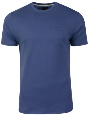 Jack Crew Neck Cotton T-Shirt with Chest Pocket in Cobalt