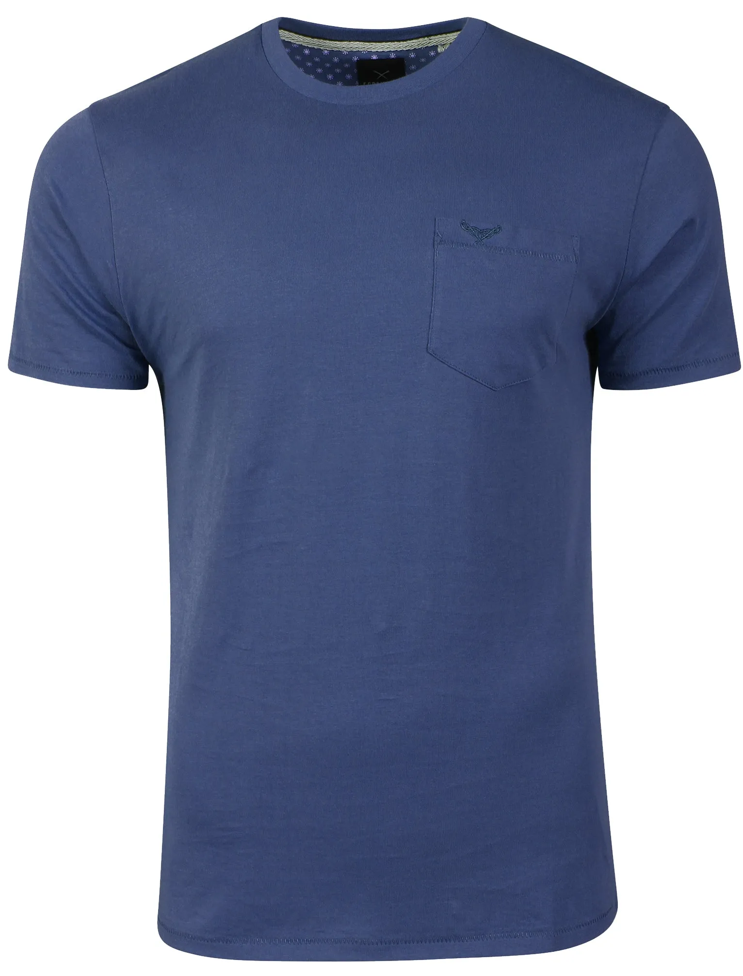 Jack Crew Neck Cotton T-Shirt with Chest Pocket in Cobalt