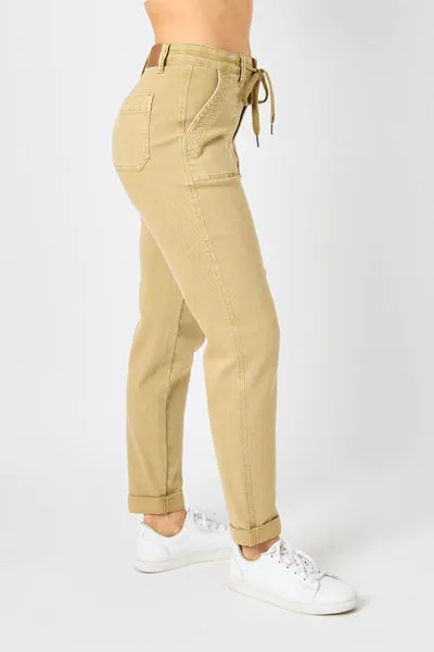 Judy Blue  High Waist Khaki Garment Dyed Cuffed Jogger  | Stuffology Boutique