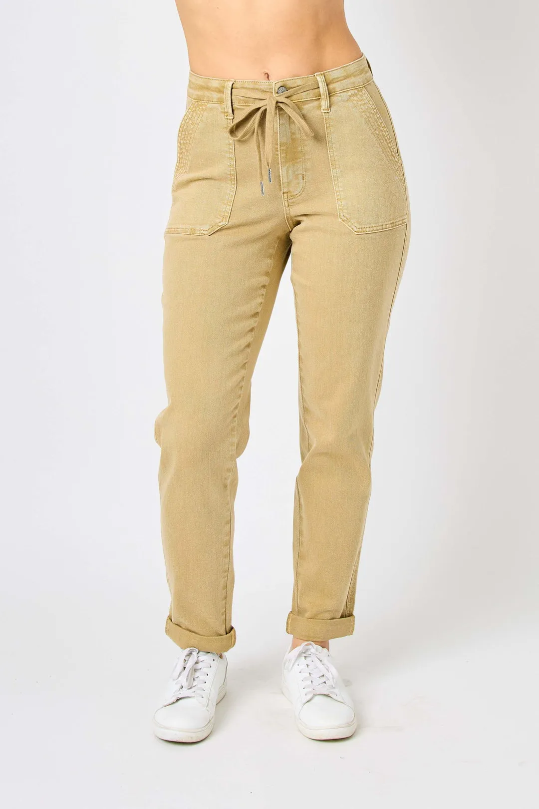 Judy Blue  High Waist Khaki Garment Dyed Cuffed Jogger  | Stuffology Boutique