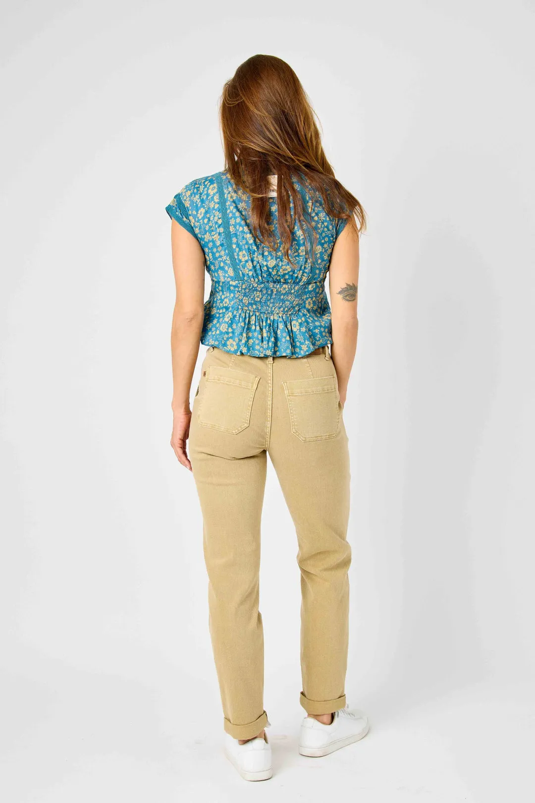 Judy Blue  High Waist Khaki Garment Dyed Cuffed Jogger  | Stuffology Boutique