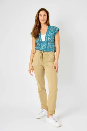 Judy Blue  High Waist Khaki Garment Dyed Cuffed Jogger  | Stuffology Boutique