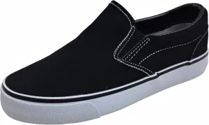 Kid's Classic Slip On Canvas Sneaker Tennis Shoes, 2926 Black White 3 US Little Kid