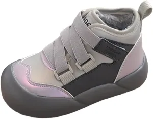 Kids Unisex Winter Booties Sneakers Cozy Fleece Warm Snow Boots Non-Slip Plush Faux Fr Outdoor Walking Shoes