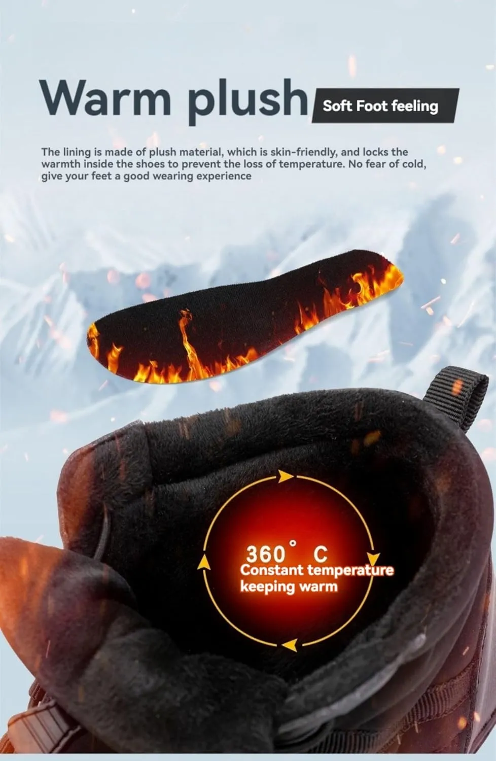 Kubbon Womens Mens Snow Boots Winter Shoes Slip On Warm Zero Drop Snow Boot Soft Cozy Fur Lined Waterproof Sneakers Wide Toe Box Zero Drop Ankle Booties Outdoor Hiking Sneakers
