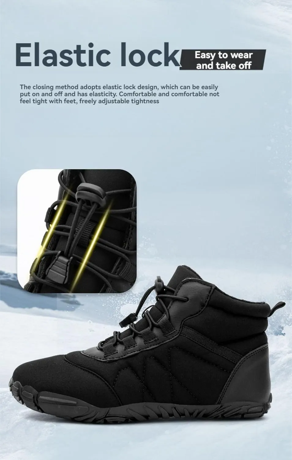 Kubbon Womens Mens Snow Boots Winter Shoes Slip On Warm Zero Drop Snow Boot Soft Cozy Fur Lined Waterproof Sneakers Wide Toe Box Zero Drop Ankle Booties Outdoor Hiking Sneakers