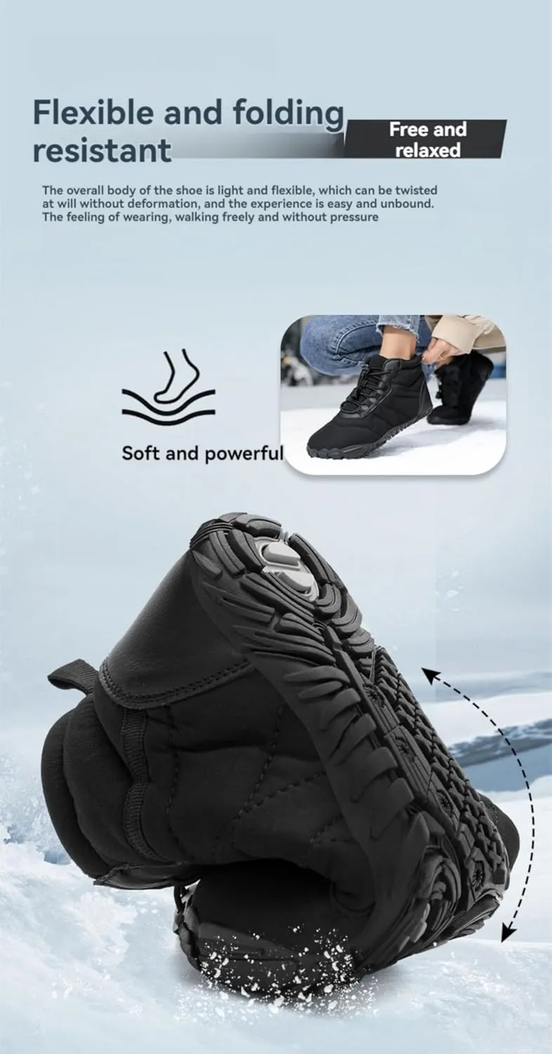 Kubbon Womens Mens Snow Boots Winter Shoes Slip On Warm Zero Drop Snow Boot Soft Cozy Fur Lined Waterproof Sneakers Wide Toe Box Zero Drop Ankle Booties Outdoor Hiking Sneakers