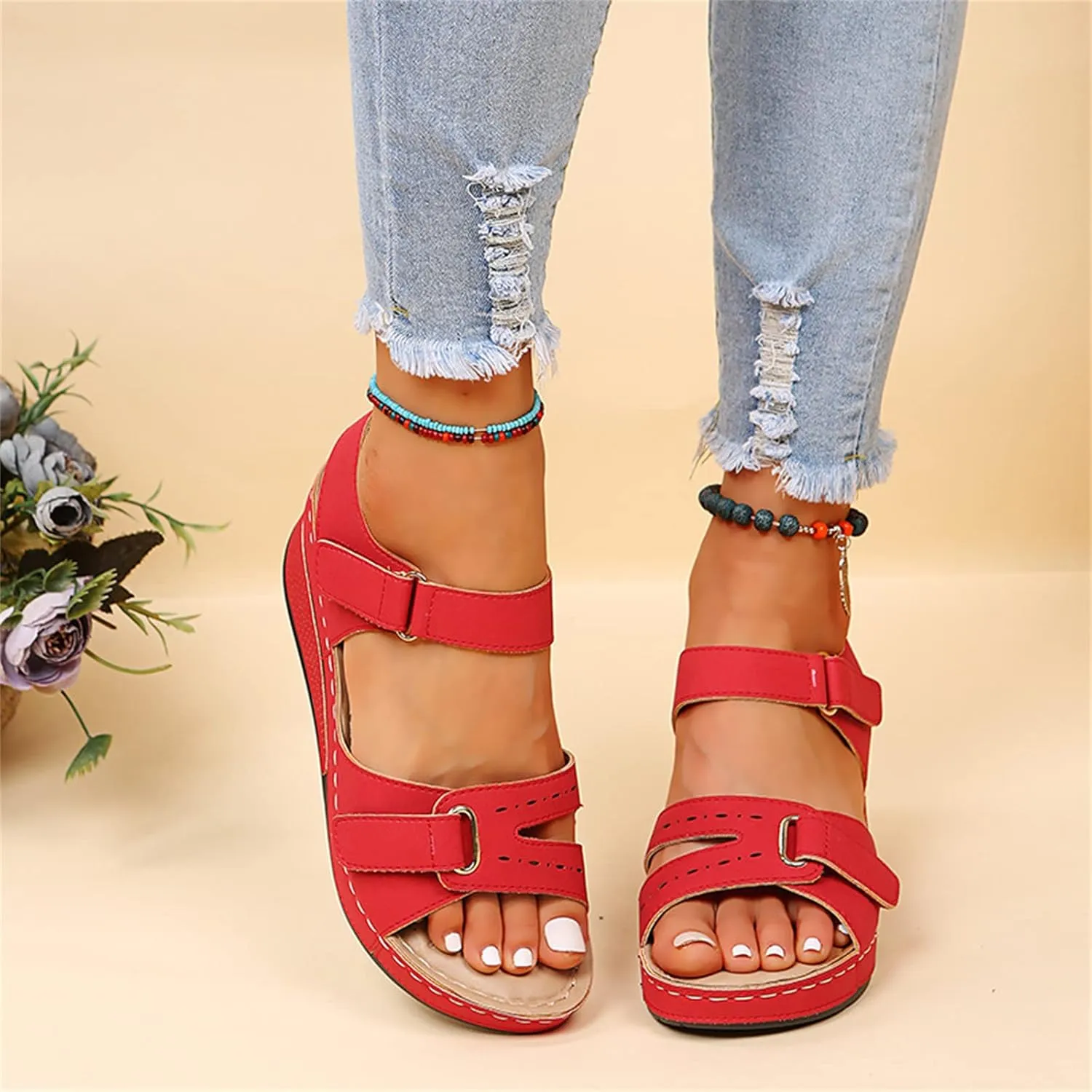 Ladmiple Orthopedic Sandals For Women Dressy Summer Arch Support Slides for Plantar Fasciitis Comfort Orthotic Flip Flops