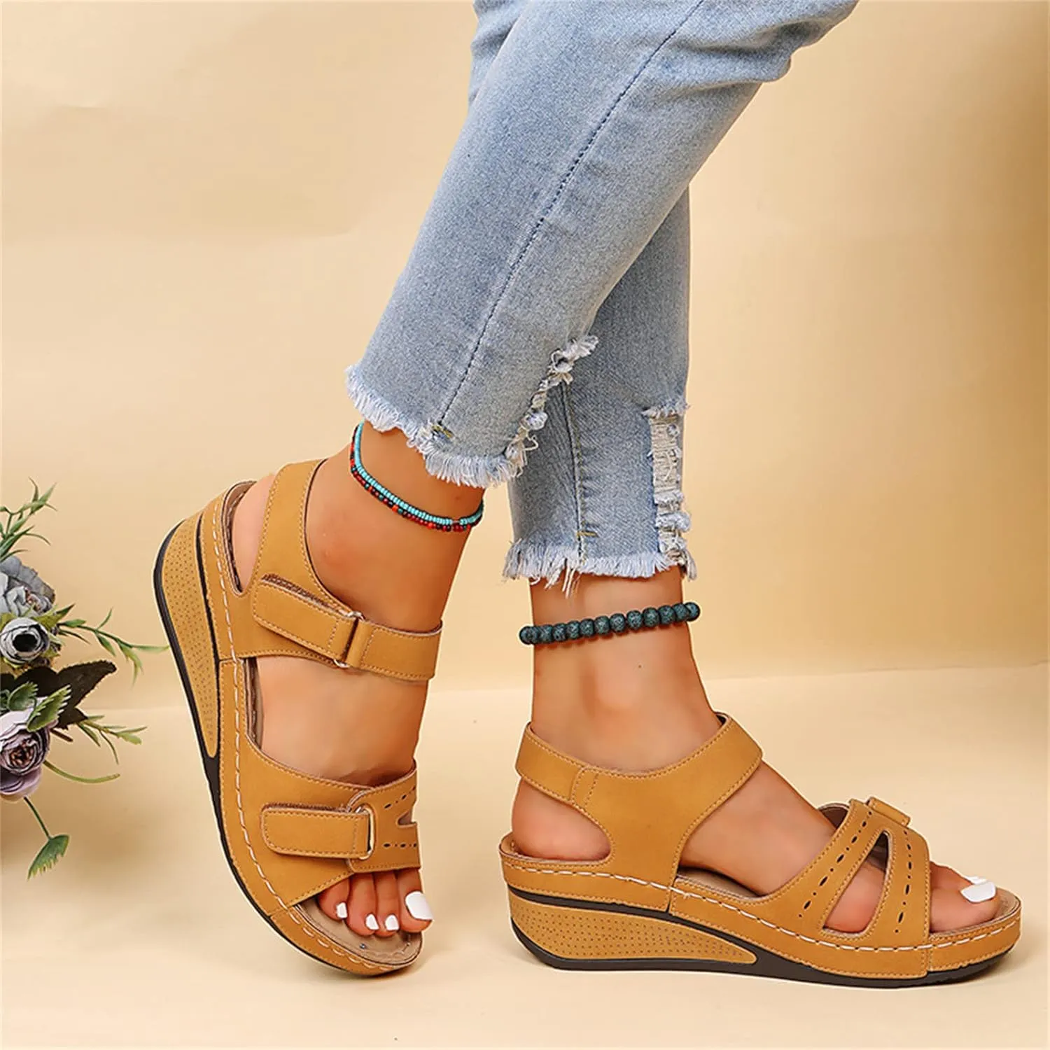 Ladmiple Orthopedic Sandals For Women Plantar Fasciitis Arch Heel Support Dressy Summer Slip On Walking Orthotic Flip Flops
