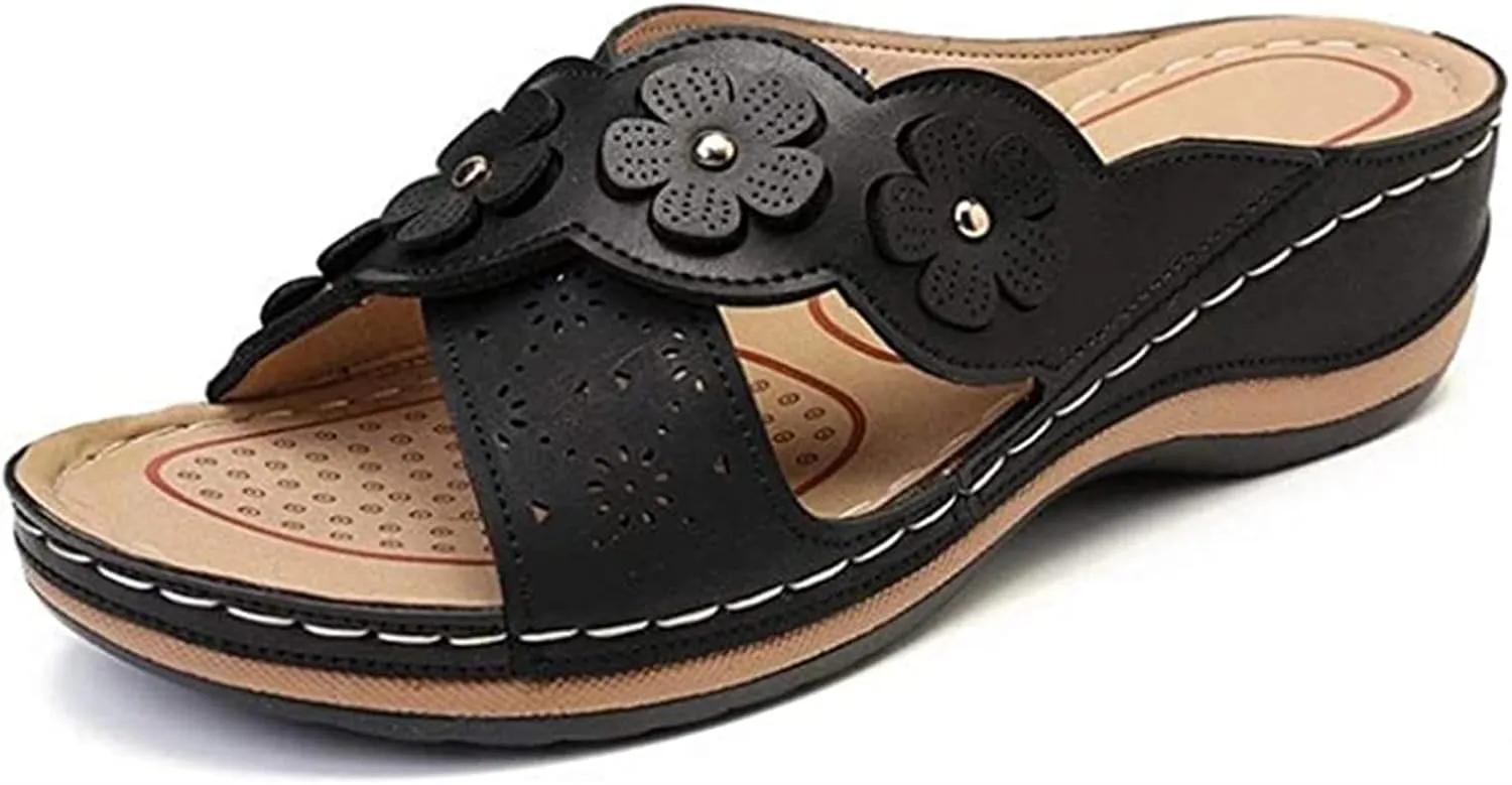 Ladmiple Orthopedic Sandals For Women Plantar Fasciitis Arch Heel Support Flip Flops Summer Dressy Comfort Orthotic Slides