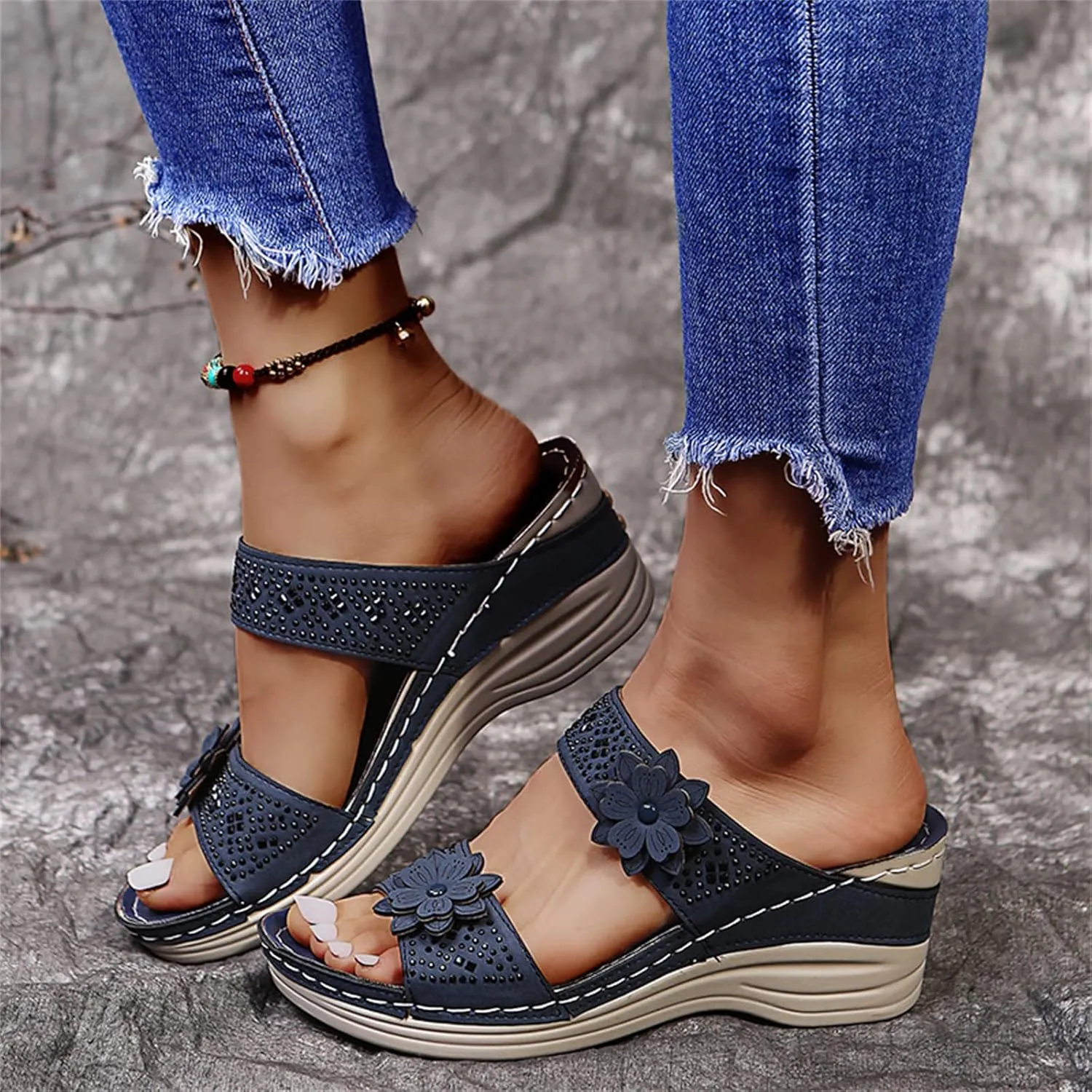 Ladmiple Orthopedic Sandals For Women Wide Width Arch Support Slides Slippers Comfort Dressy Summer Orthotic Flip Flops