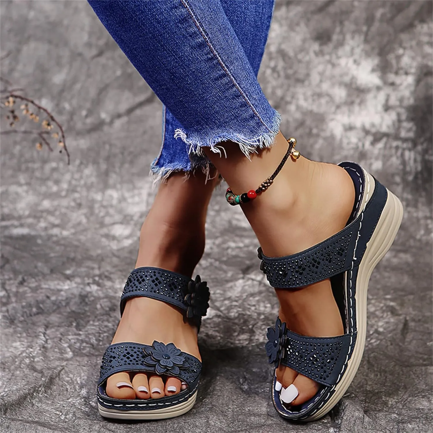 Ladmiple Orthopedic Sandals For Women Wide Width Arch Support Slides Slippers Comfort Dressy Summer Orthotic Flip Flops