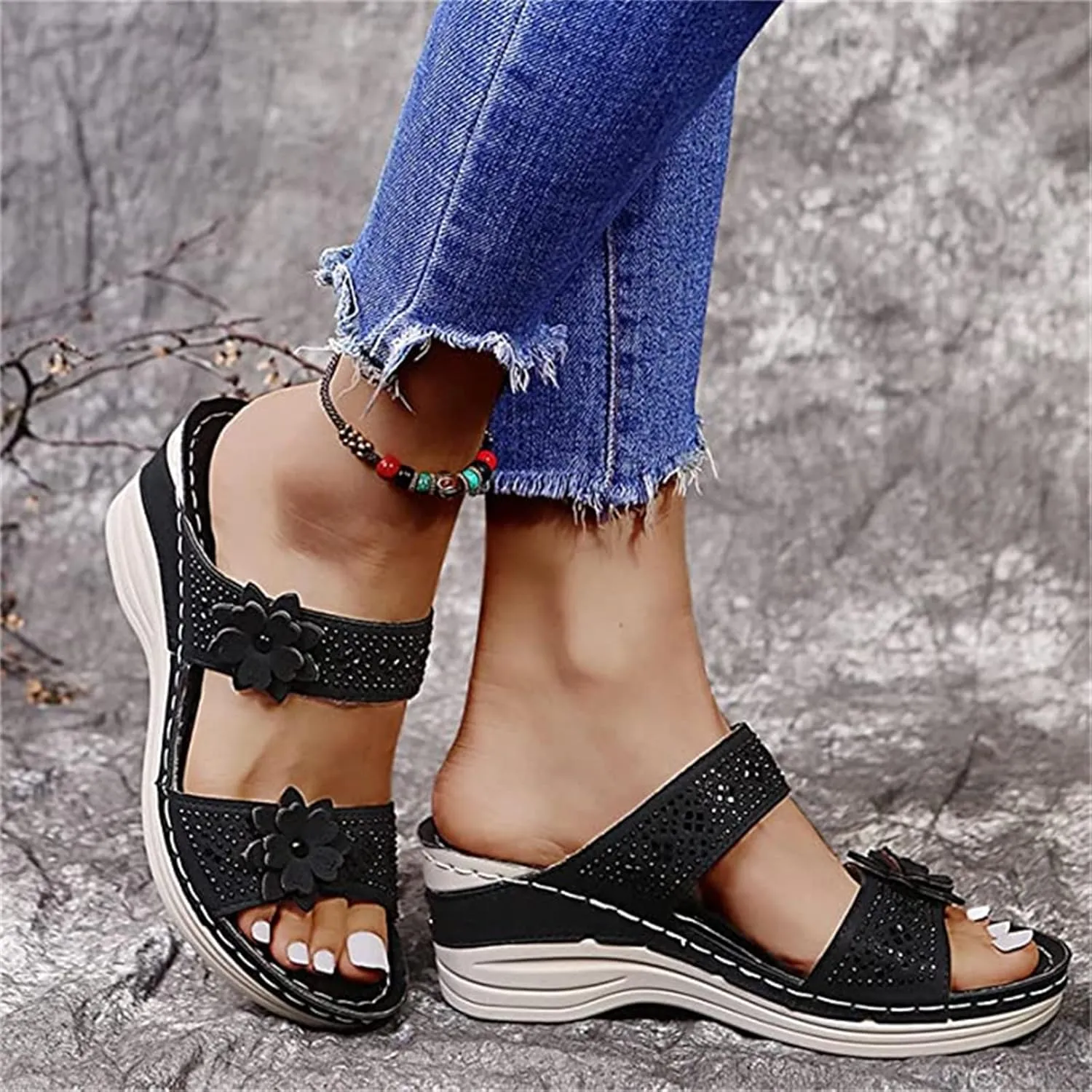 Ladmiple Orthopedic Sandals For Women Wide Width Arch Support Slides Slippers Comfort Dressy Summer Orthotic Flip Flops
