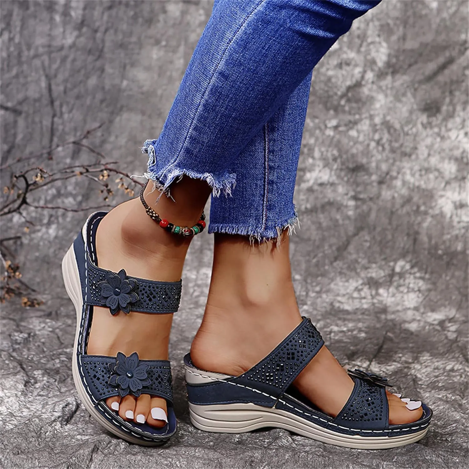 Ladmiple Orthopedic Sandals For Women Wide Width Arch Support Slides Slippers Comfort Dressy Summer Orthotic Flip Flops