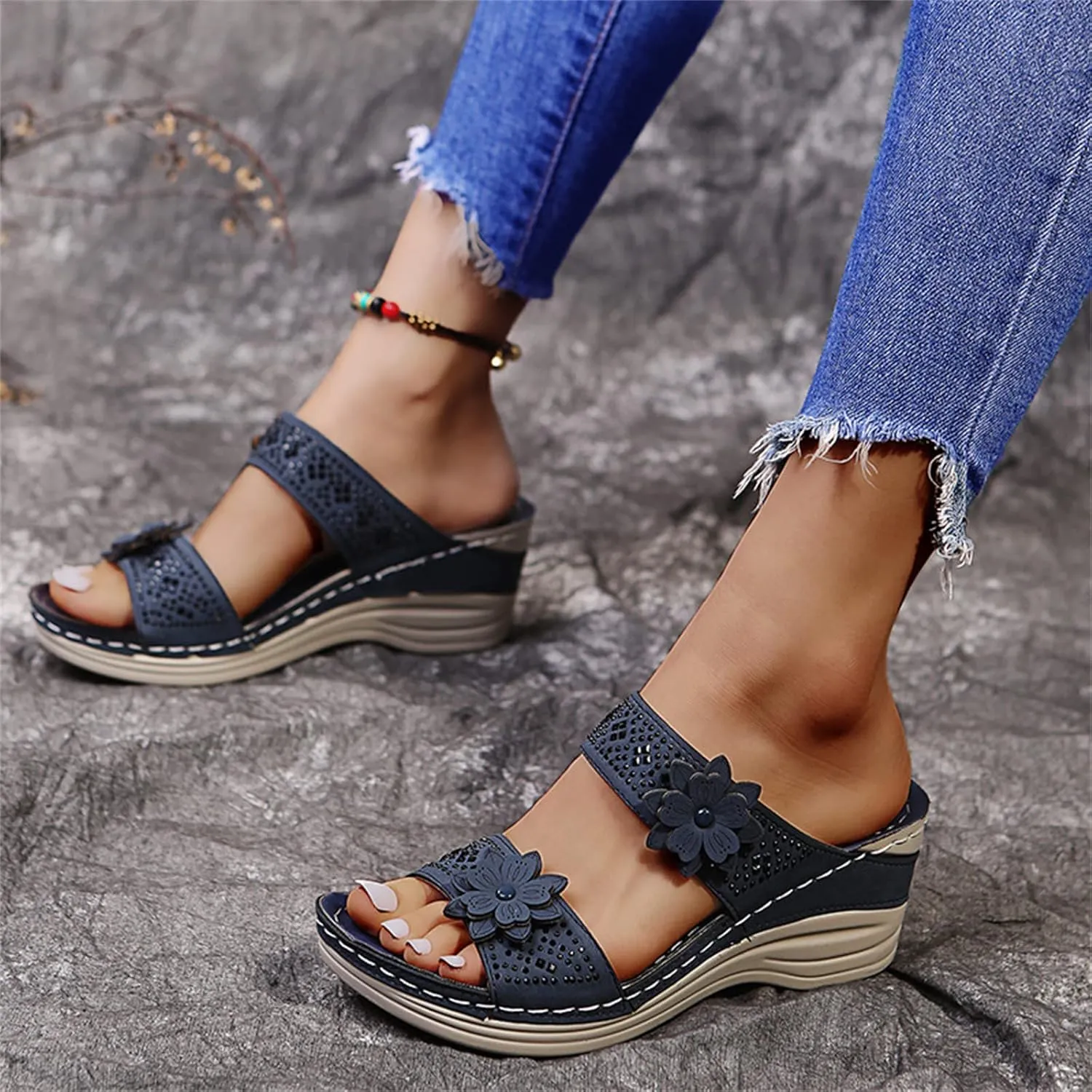 Ladmiple Orthopedic Sandals For Women Wide Width Arch Support Slides Slippers Comfort Dressy Summer Orthotic Flip Flops