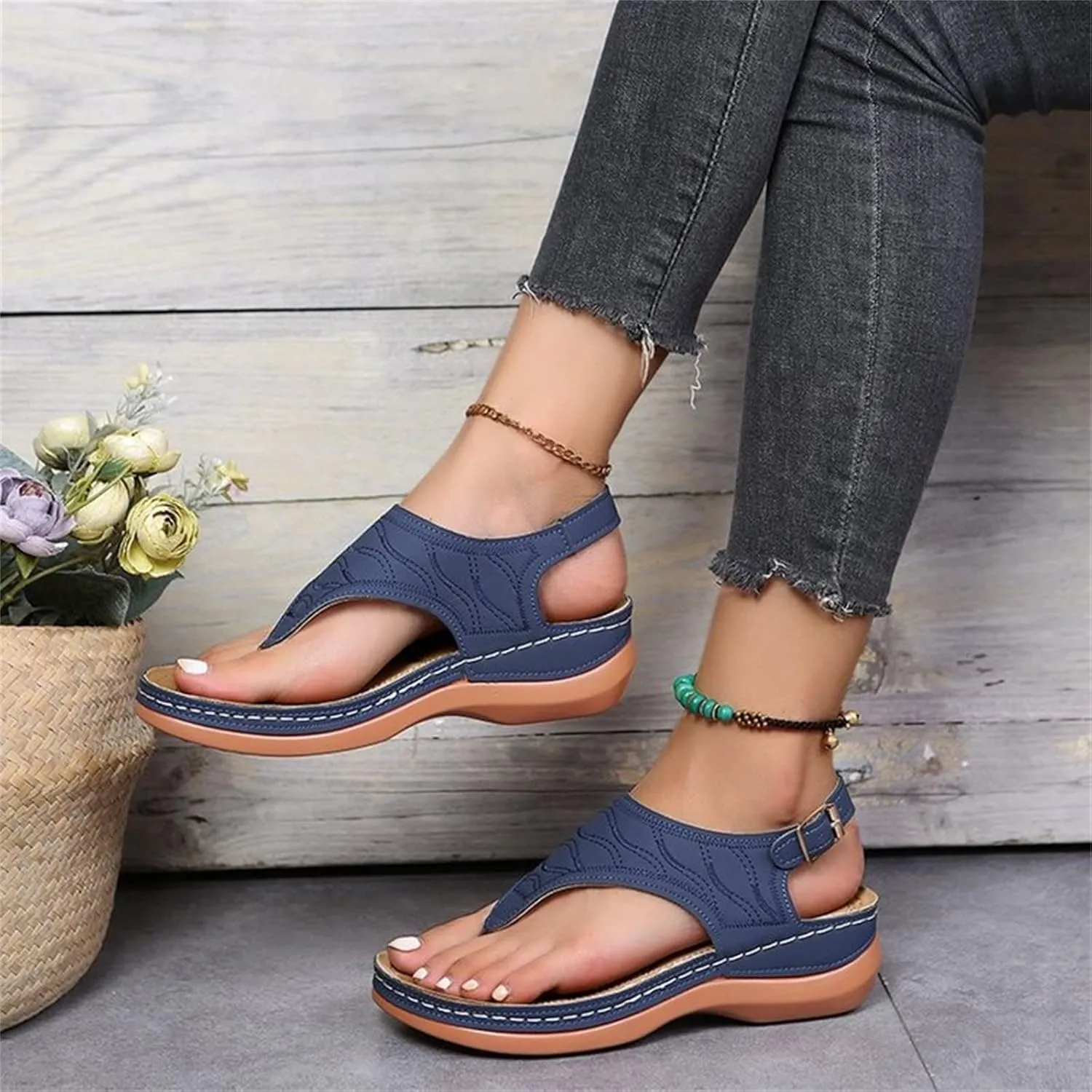 Ladmiple Orthotic Sandals For Women Dressy Summer Casual Comfortable Walking Slip On Orthopedic Flip Flops With Arch Support