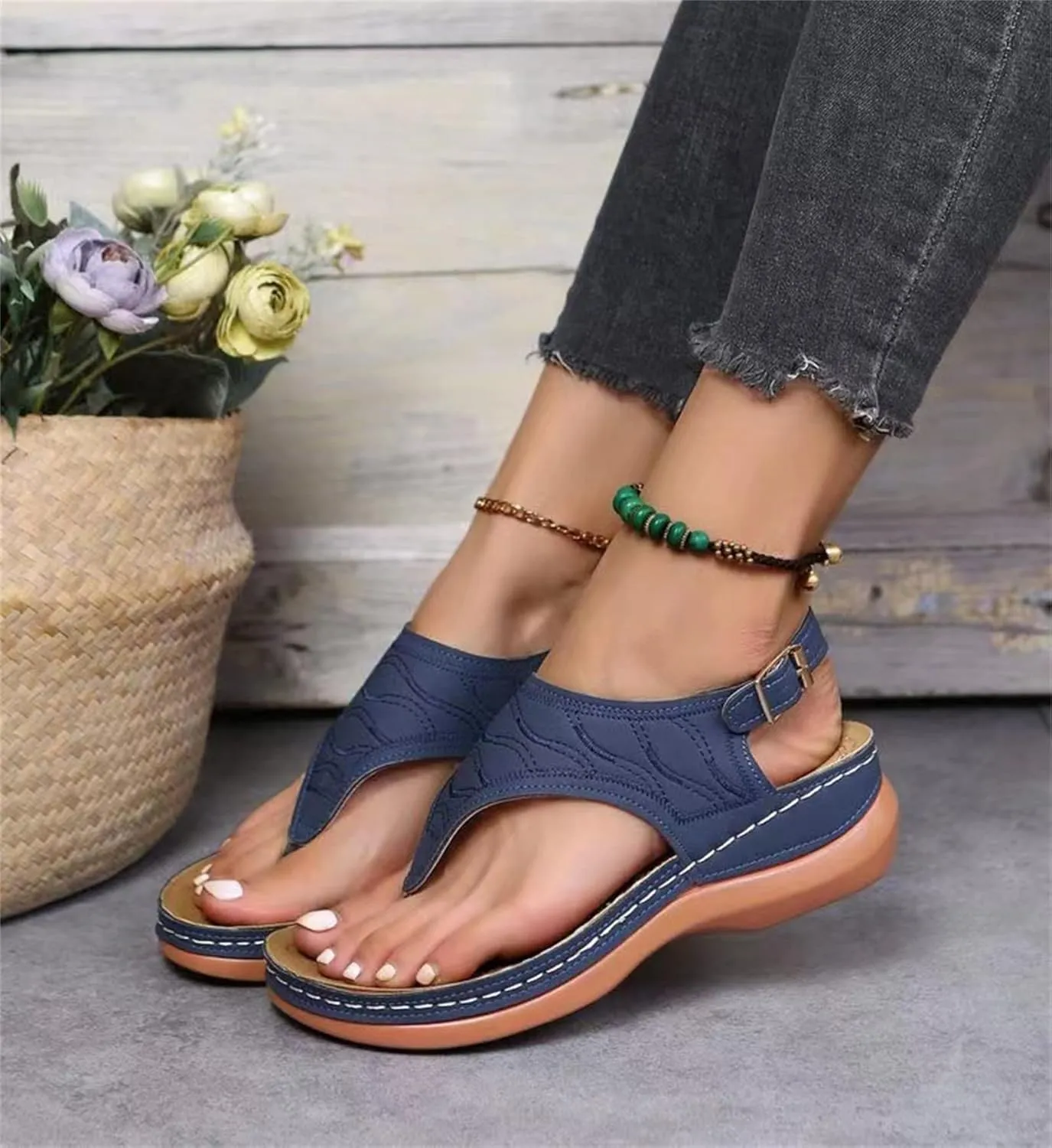 Ladmiple Orthotic Sandals For Women Dressy Summer Casual Comfortable Walking Slip On Orthopedic Flip Flops With Arch Support