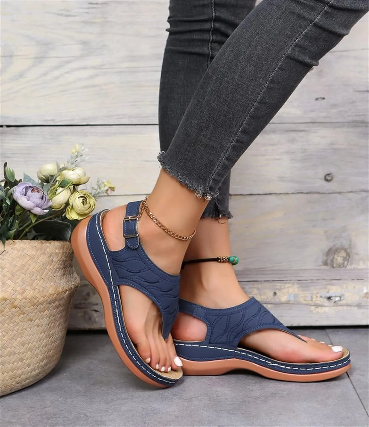 Ladmiple Orthotic Sandals For Women Dressy Summer Casual Comfortable Walking Slip On Orthopedic Flip Flops With Arch Support
