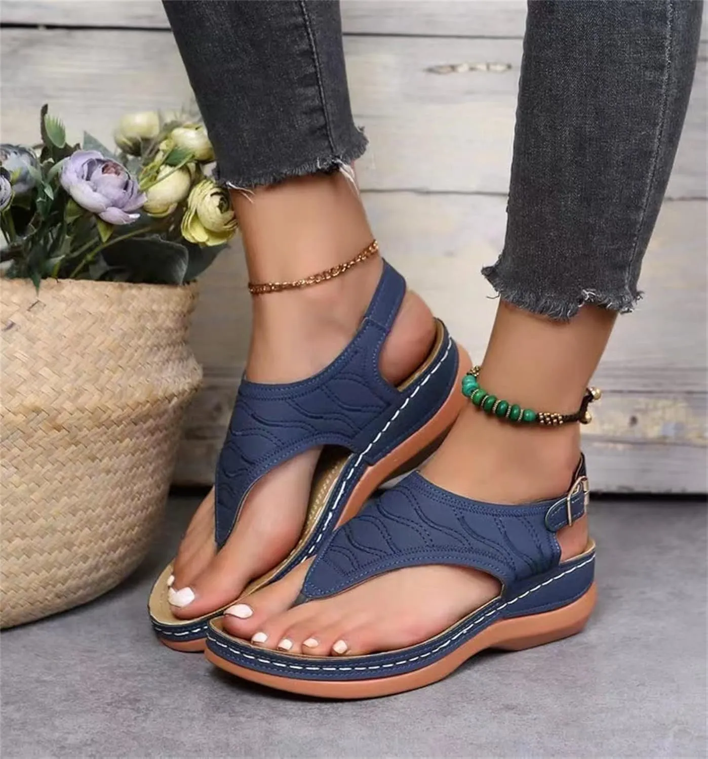 Ladmiple Orthotic Sandals For Women Dressy Summer Casual Comfortable Walking Slip On Orthopedic Flip Flops With Arch Support