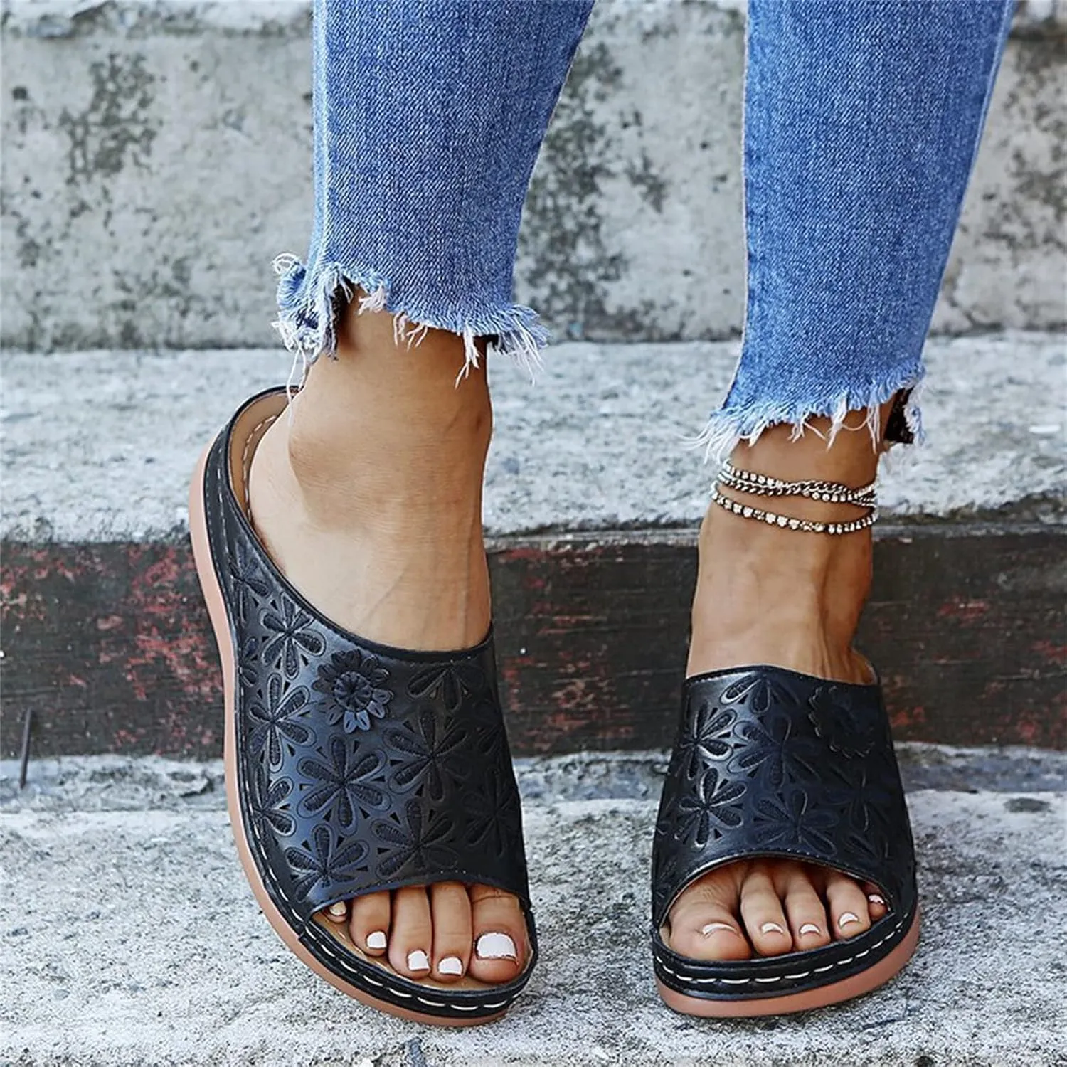 Ladmiple Orthotic Sandals For Women Plantar Fasciitis Flips Flops Comfortable Arch Support for Flat feet Orthopedic Slides