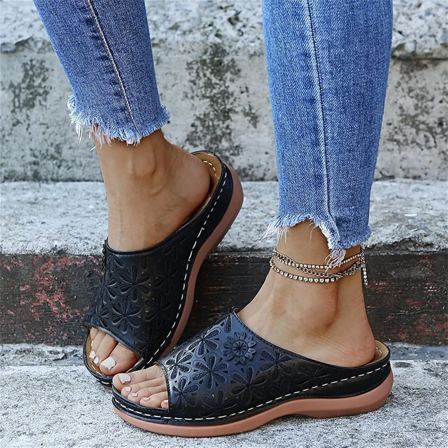 Ladmiple Orthotic Sandals For Women Plantar Fasciitis Flips Flops Comfortable Arch Support for Flat feet Orthopedic Slides