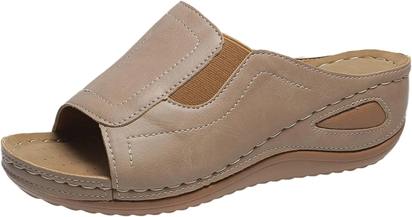 Ladmiple Sandals Women Dressy Summer Flat Comfortable Walking Orthotic Slides Open Toe Arch Support Orthopedic Flip Flops
