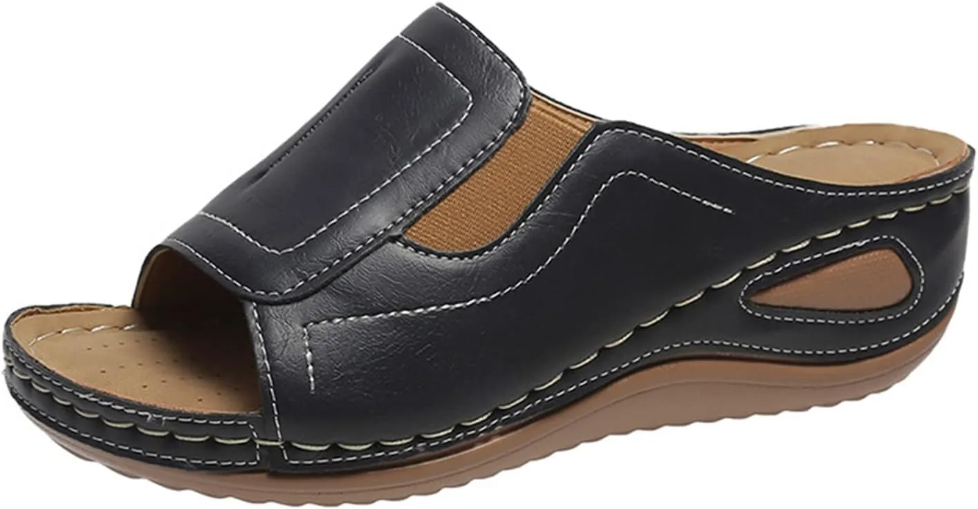 Ladmiple Sandals Women Dressy Summer Flat Comfortable Walking Orthotic Slides Open Toe Arch Support Orthopedic Flip Flops