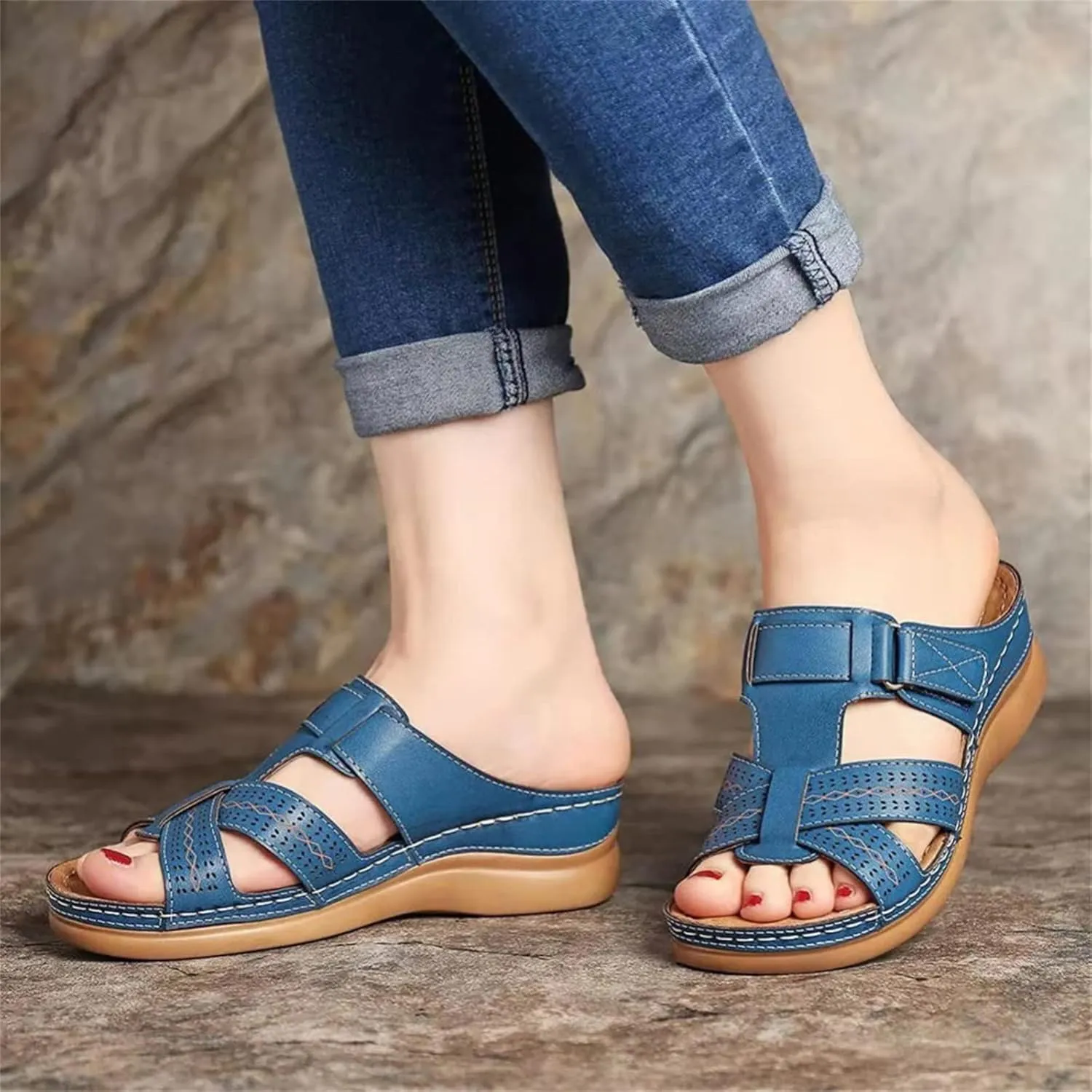 Ladmiple Sandals Women Dressy Summer Flat Flip Flops Arch Support Orthopedic Slides Orthotic Slippers for Plantar Fasciitis
