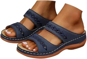 Ladmiple Sandals Women Dressy Summer Flat Island Cute Casual Beach Shoes Orthotic Flips Flops Arch Support Orthopedic Slides