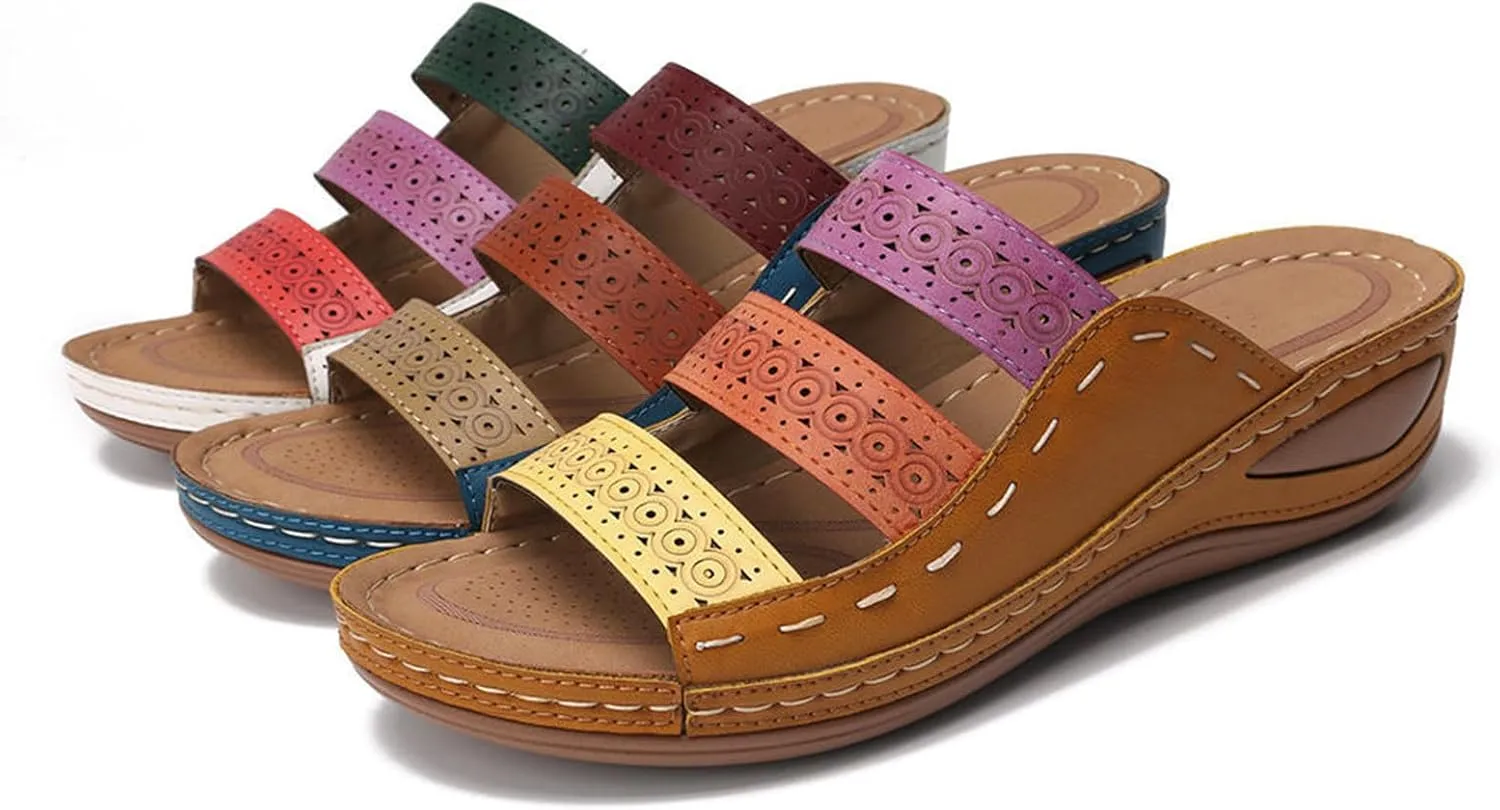 Ladmiple Sandals Women Fashion Flat Comfortable Walking Orthopedic Flip Flops Arch Support Dressy Summer Orthotic Slides