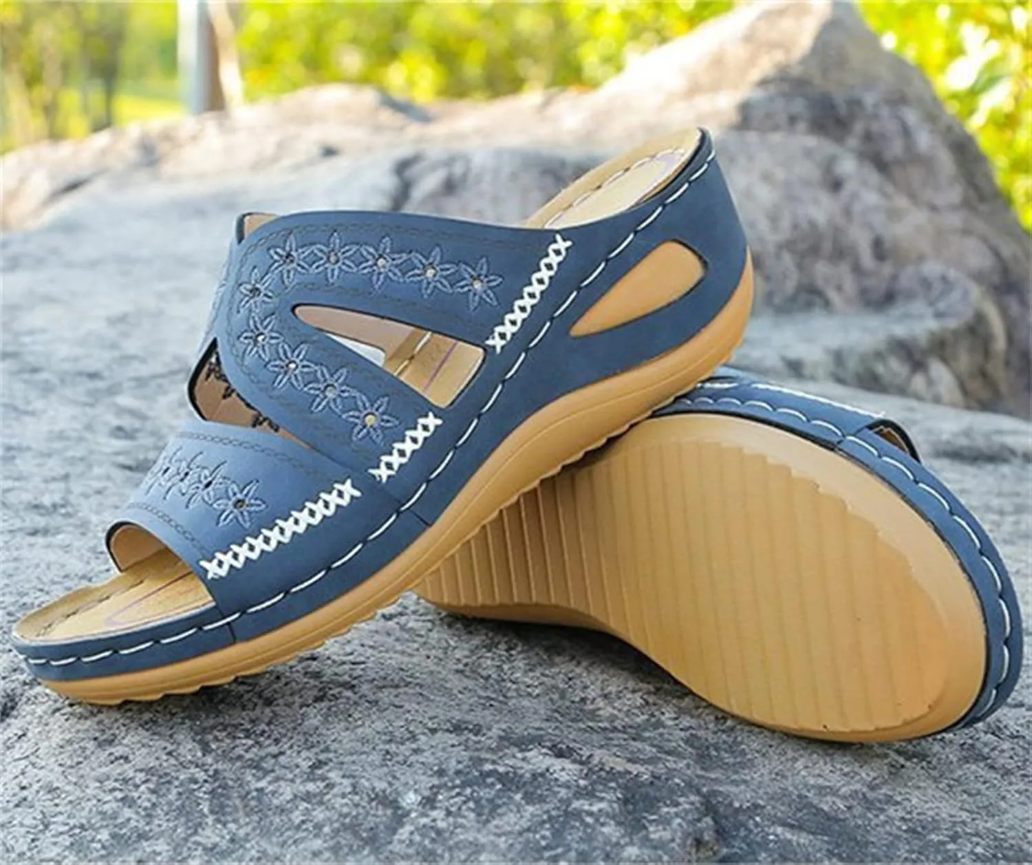Ladmiple Sandals Women Fashion Flat Fashion Orthotic Slides Orthopedic Flip Flops Slipper With Plantar Fasciitis Arch Support
