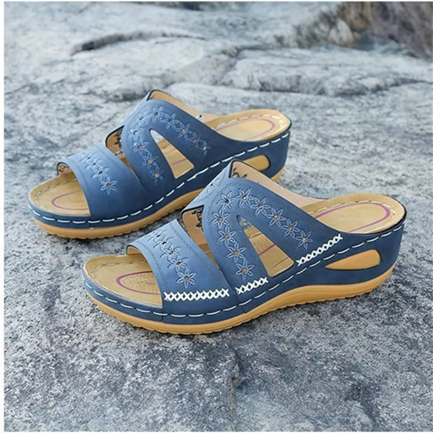 Ladmiple Sandals Women Fashion Flat Fashion Orthotic Slides Orthopedic Flip Flops Slipper With Plantar Fasciitis Arch Support