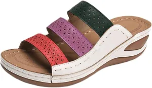 Ladmiple Sandals Women Wedge Comfortable Orthopedic Walking Slides Slippers Summer Orthotic Flip Flops with Arch Support