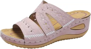 Ladmiple Sandals Women Wedge Low Heel Comfortable Walking Orthopedic Flip Flops Summer Orthotic Slides with Arch Support