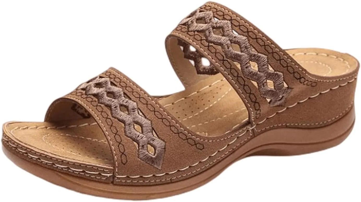 Ladmiple Womens Sandals Comfortable Dressy Slip On Fashion Orthotic Slides Athletic Orthopedic Slippers With Arch Support