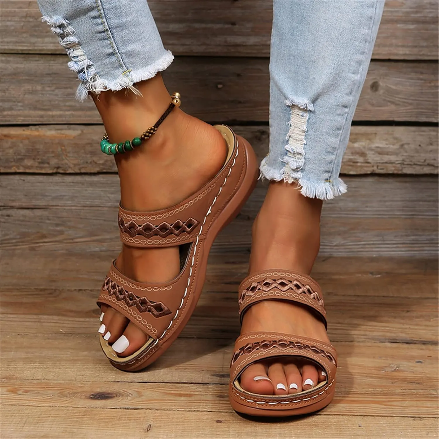 Ladmiple Womens Sandals Comfortable Dressy Slip On Fashion Orthotic Slides Athletic Orthopedic Slippers With Arch Support