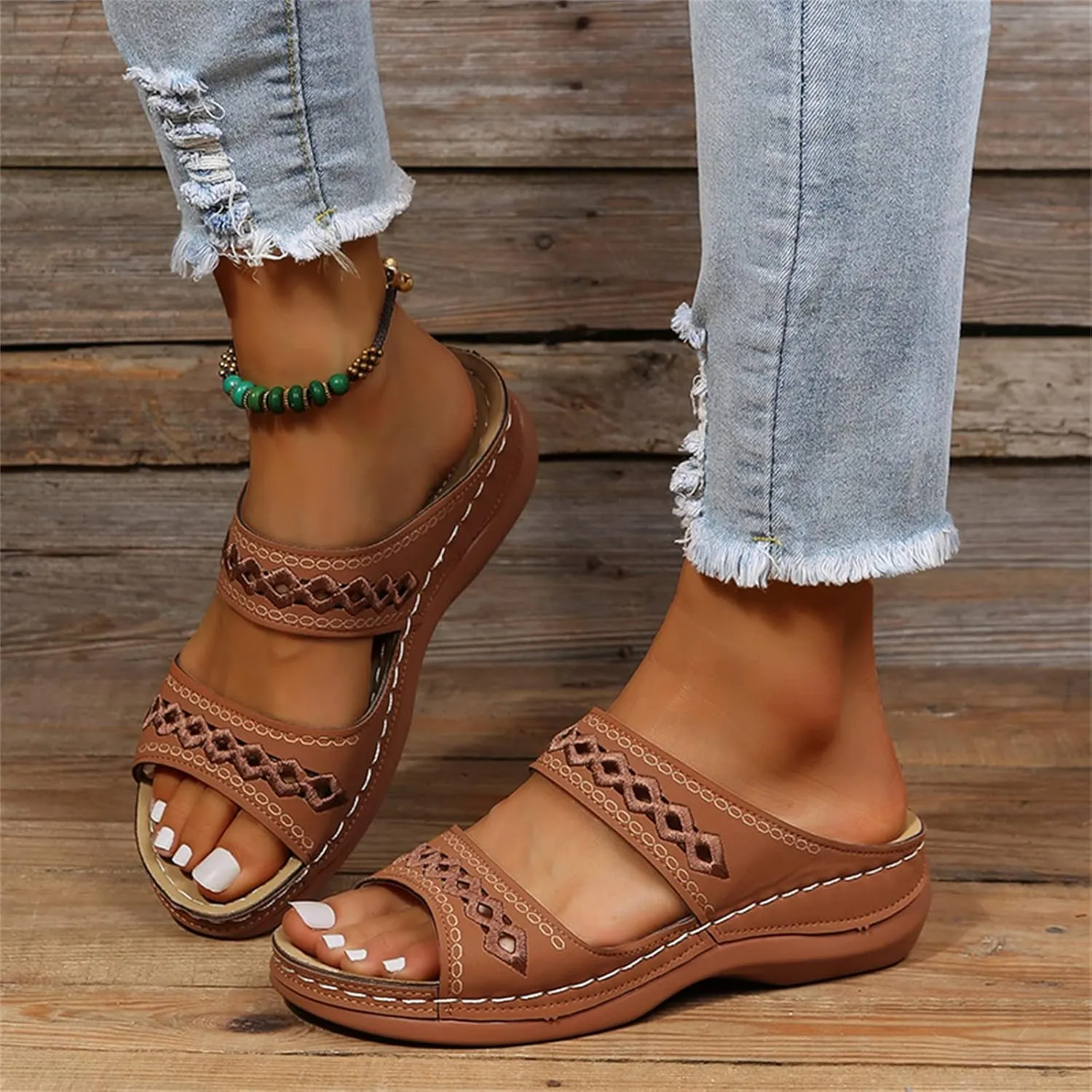 Ladmiple Womens Sandals Comfortable Dressy Slip On Fashion Orthotic Slides Athletic Orthopedic Slippers With Arch Support
