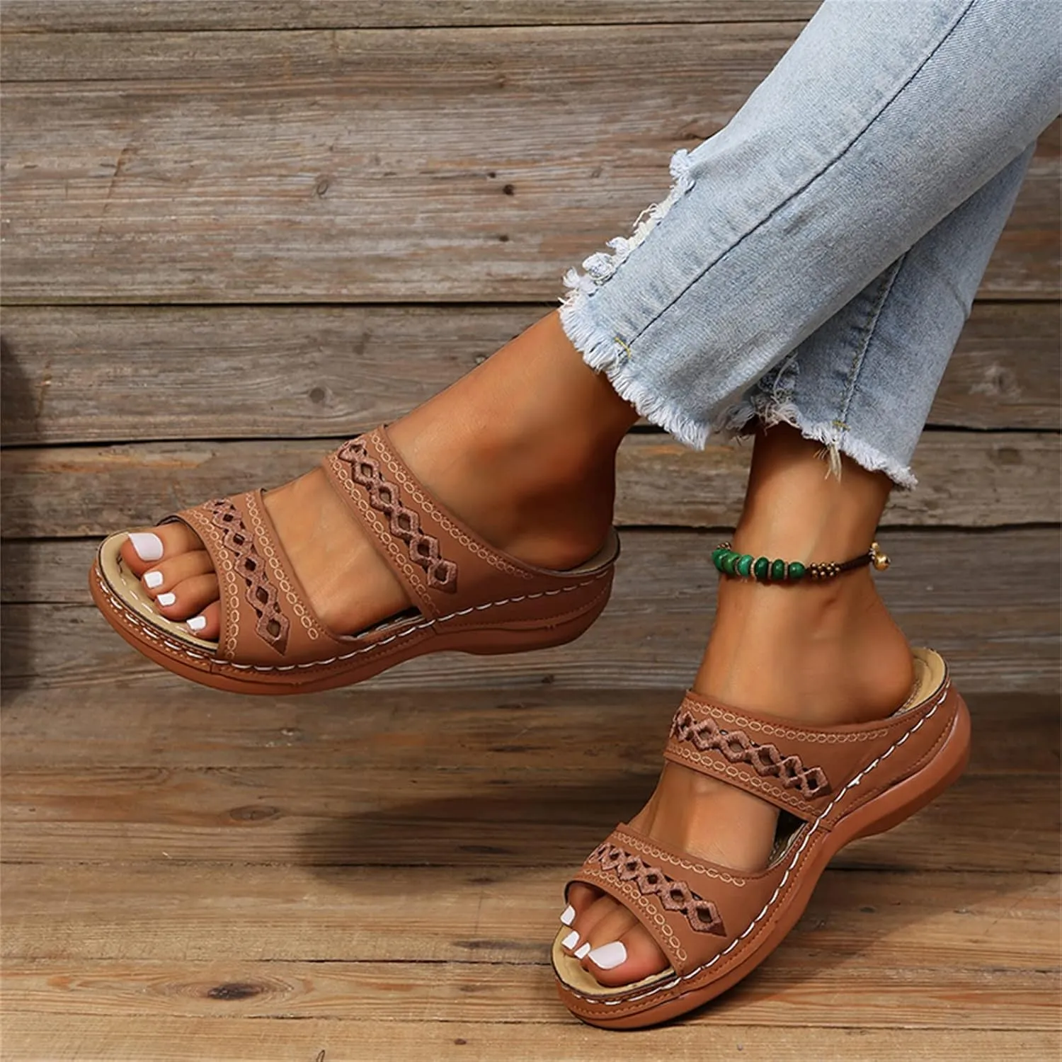 Ladmiple Womens Sandals Comfortable Dressy Slip On Fashion Orthotic Slides Athletic Orthopedic Slippers With Arch Support