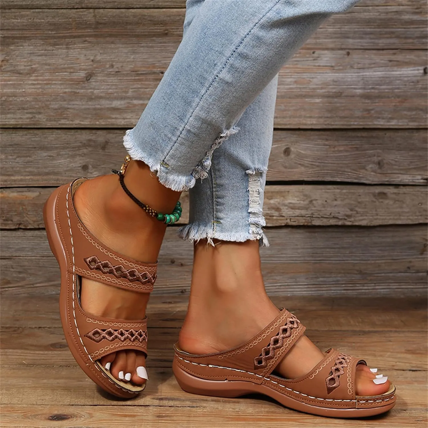 Ladmiple Womens Sandals Comfortable Dressy Slip On Fashion Orthotic Slides Athletic Orthopedic Slippers With Arch Support