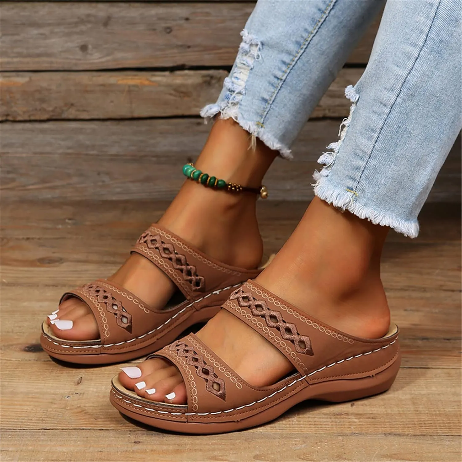 Ladmiple Womens Sandals Comfortable Dressy Slip On Fashion Orthotic Slides Athletic Orthopedic Slippers With Arch Support