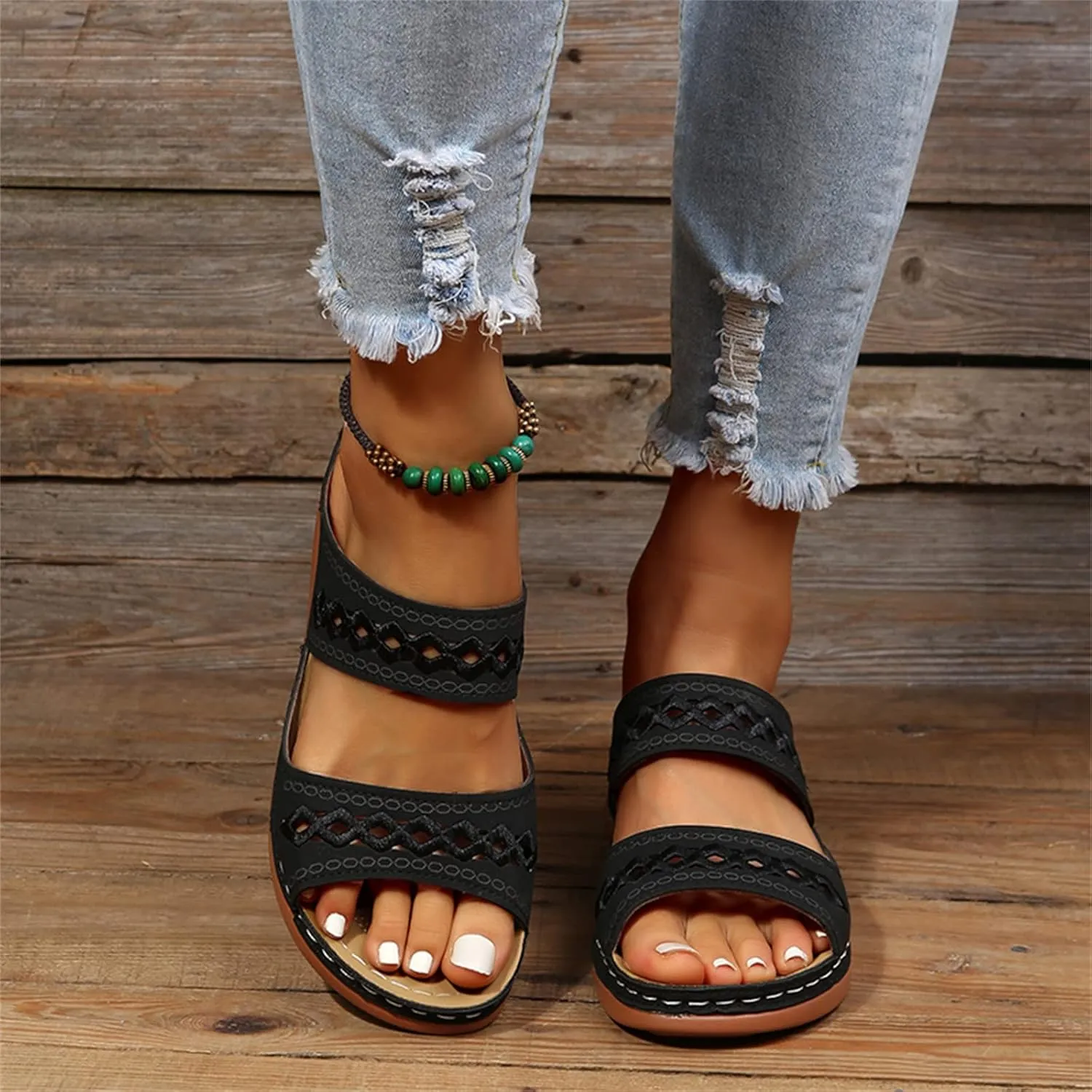 Ladmiple Womens Sandals Comfortable Slides Orthopedic Slippers Arch Support Orthotic Flip Flops Walking Dressy Summer Shoes