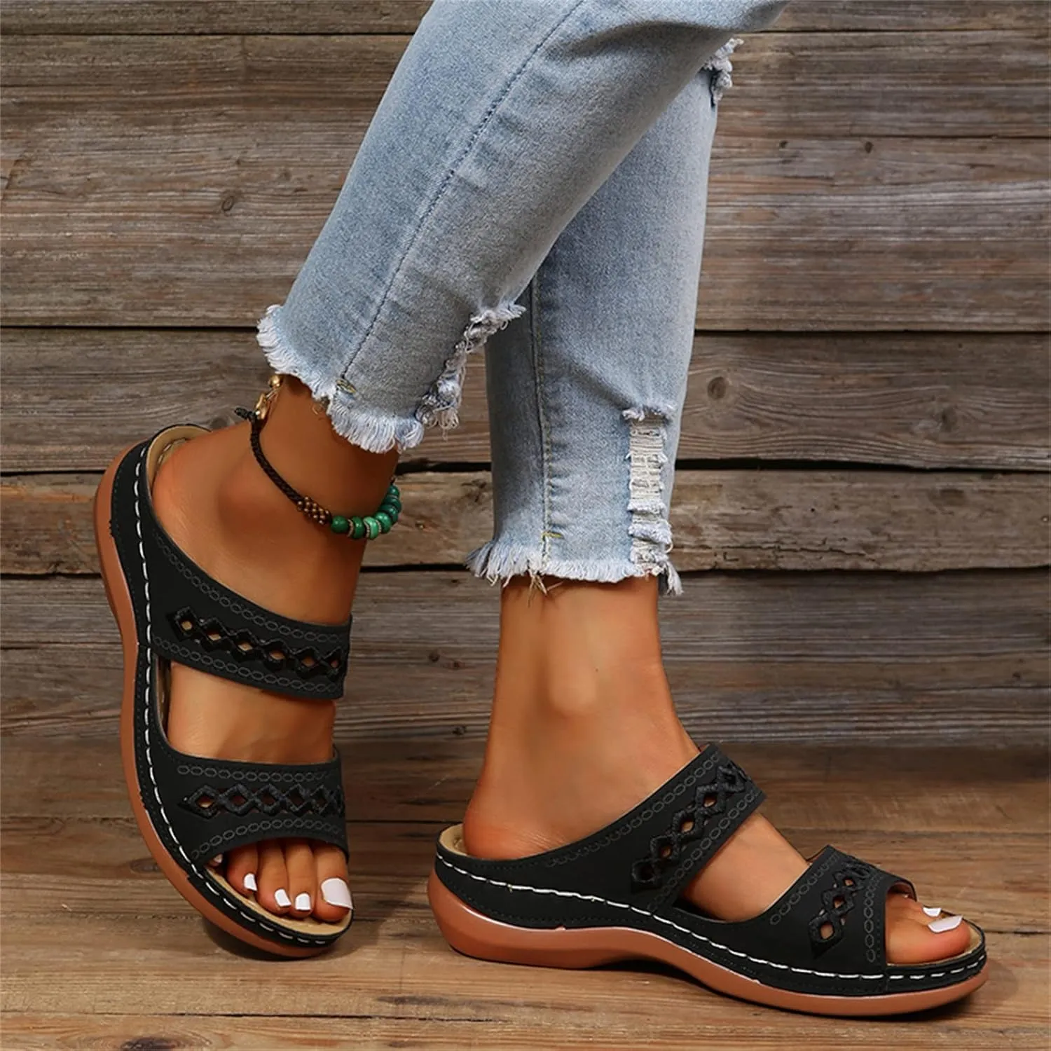 Ladmiple Womens Sandals Comfortable Slides Orthopedic Slippers Arch Support Orthotic Flip Flops Walking Dressy Summer Shoes