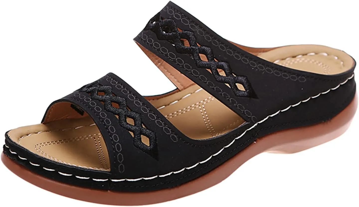 Ladmiple Womens Sandals Comfortable Slides Orthopedic Slippers Arch Support Orthotic Flip Flops Walking Dressy Summer Shoes